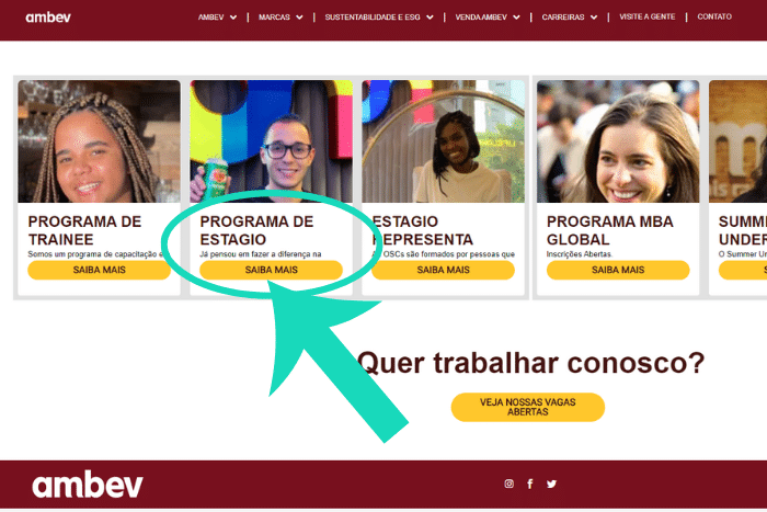 Instruções para se inscrever em vagas